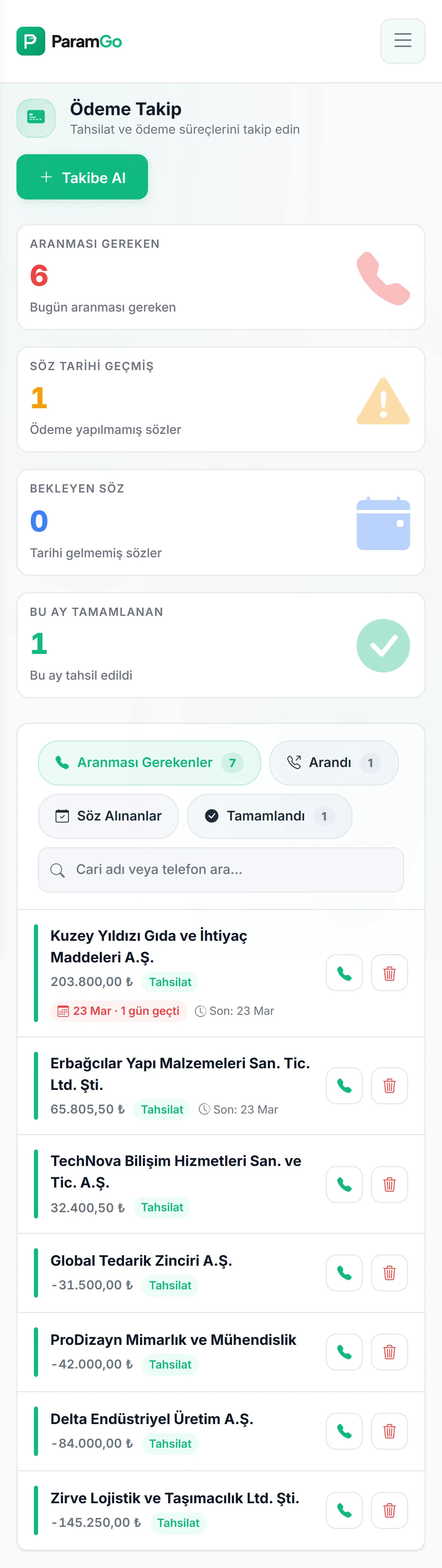 ParamGo Ödeme Takip - Mobil