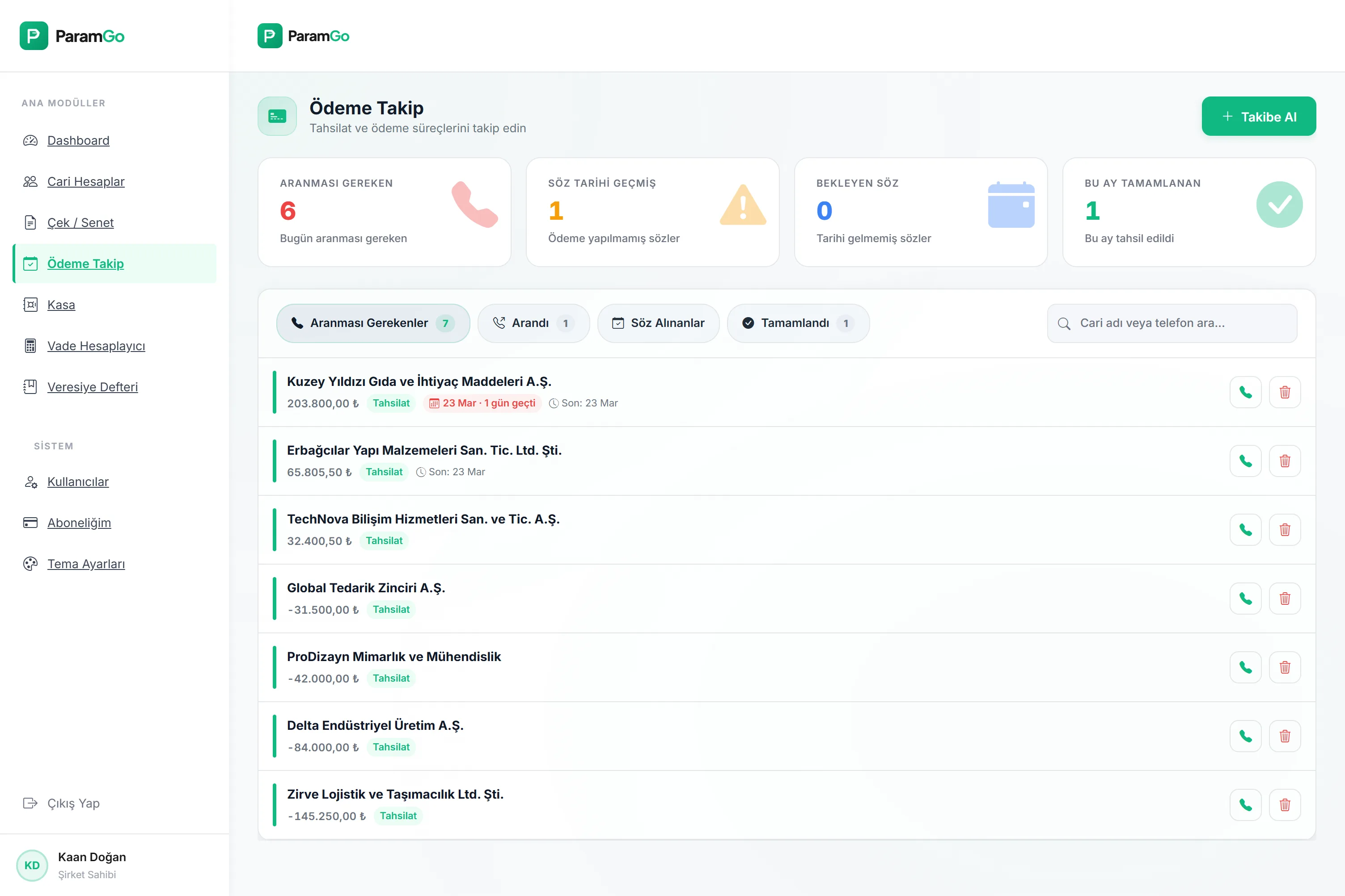 ParamGo Ödeme Takip - Web