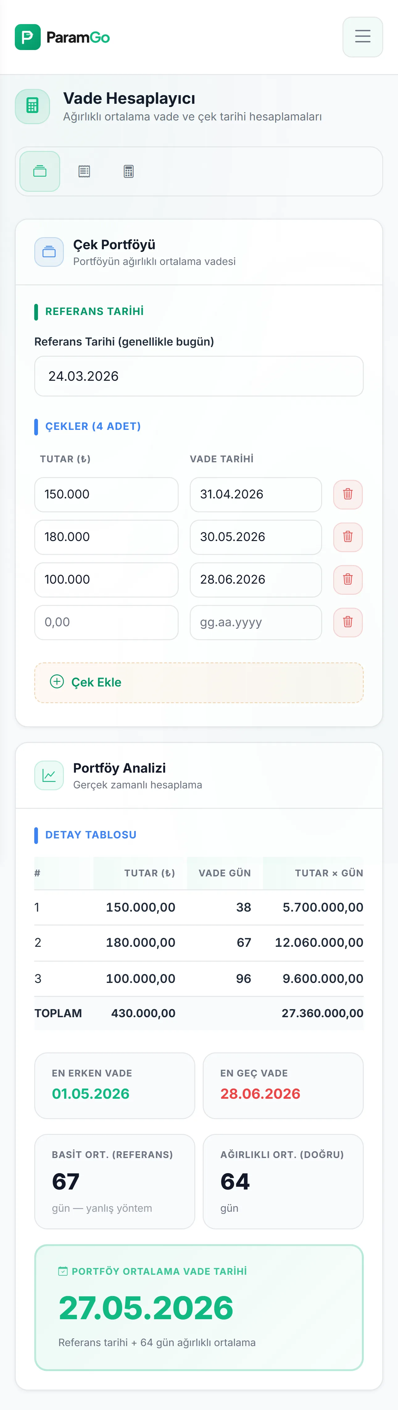 ParamGo Vade Hesaplayıcı - Mobil