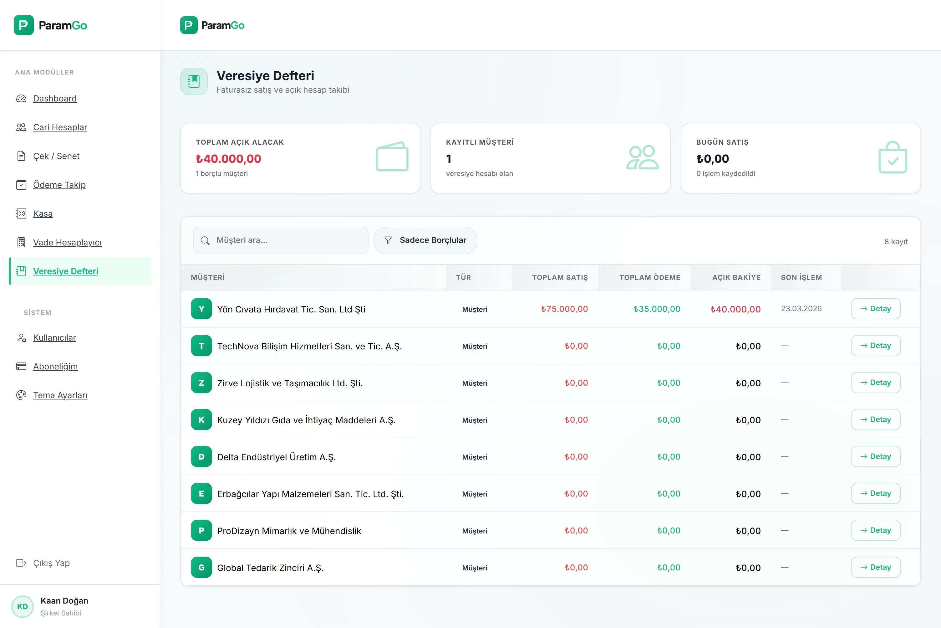 ParamGo Veresiye - Web